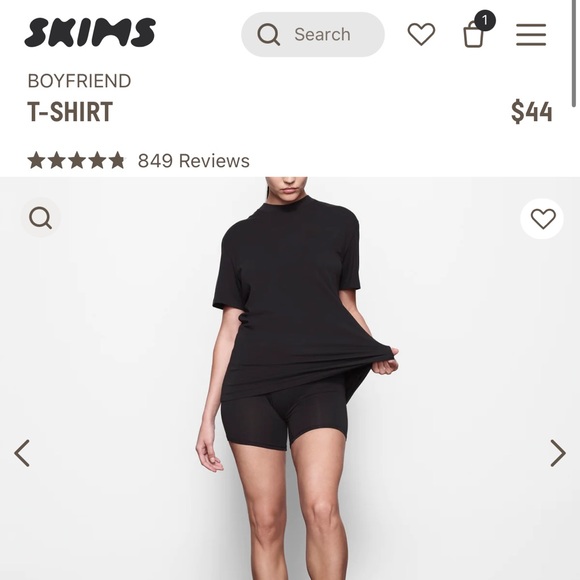 SKIMS Tops Skims Boyfriend Tee M Brand New In Bag Onyx Color Poshmark